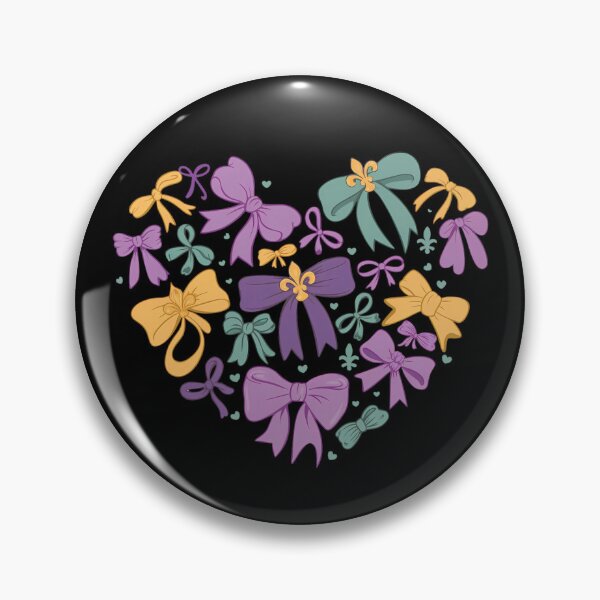 Item preview, Mardi Gras Coquette Bow Heart designed and sold by darkskydelights.