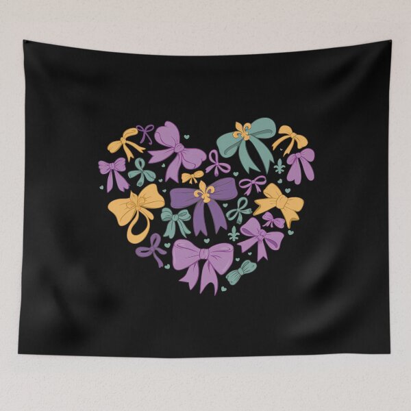 Item preview, Mardi Gras Coquette Bow Heart designed and sold by darkskydelights.