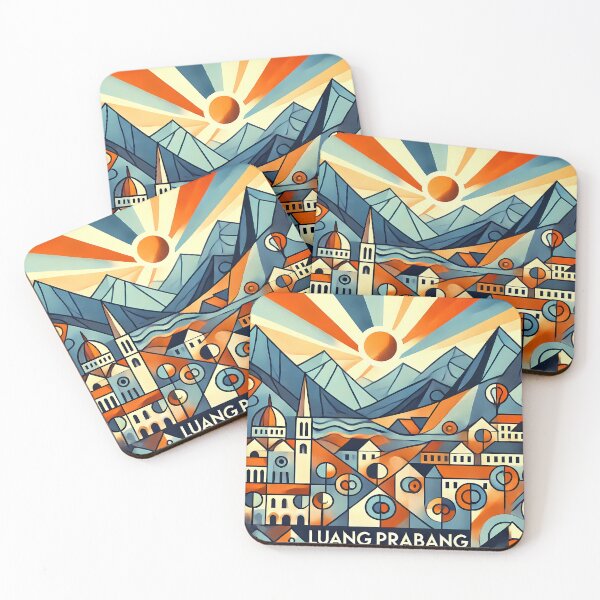 Item preview, Luang Prabang Cubism Art – Quirky Laos Adventure Vibes designed and sold by OzzFrequency.