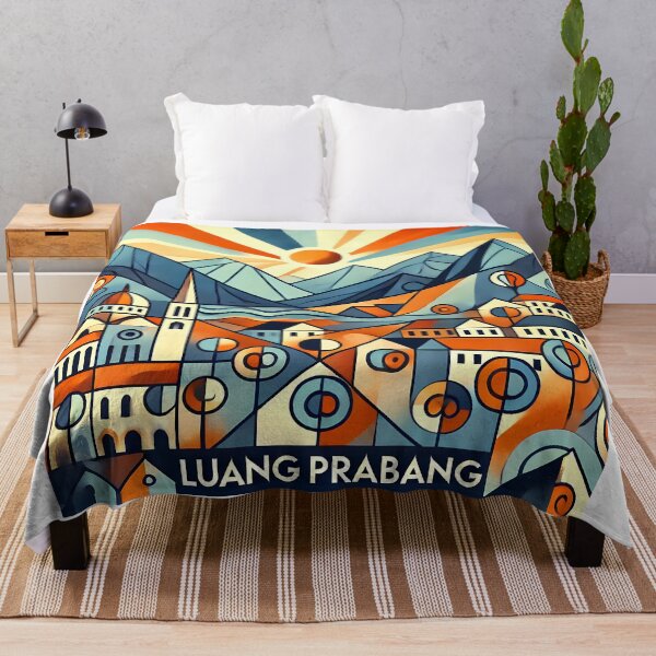 Item preview, Luang Prabang Cubism Art – Quirky Laos Adventure Vibes designed and sold by OzzFrequency.