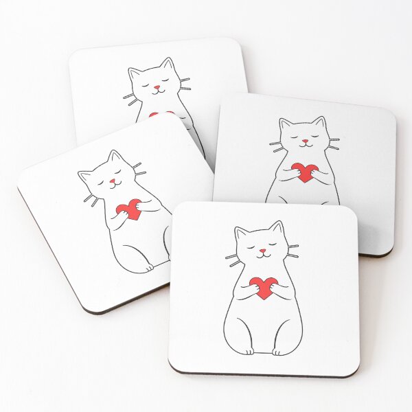 Item preview, White Kitty With Heart - Valentine's Day Cat designed and sold by OlexPrints.