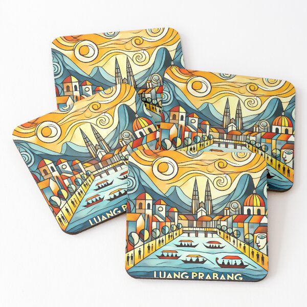 Item preview, Luang Prabang Cubism Art – Quirky Laos Adventure Vibes designed and sold by OzzFrequency.