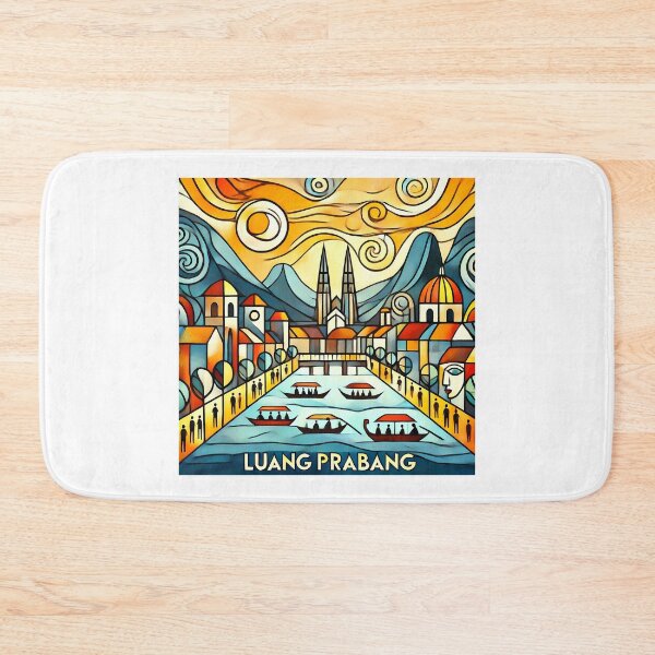 Item preview, Luang Prabang Cubism Art – Quirky Laos Adventure Vibes designed and sold by OzzFrequency.