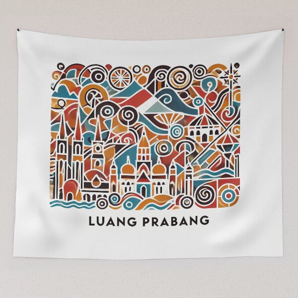 Item preview, Luang Prabang Cubism Art – Quirky Laos Adventure Vibes designed and sold by OzzFrequency.