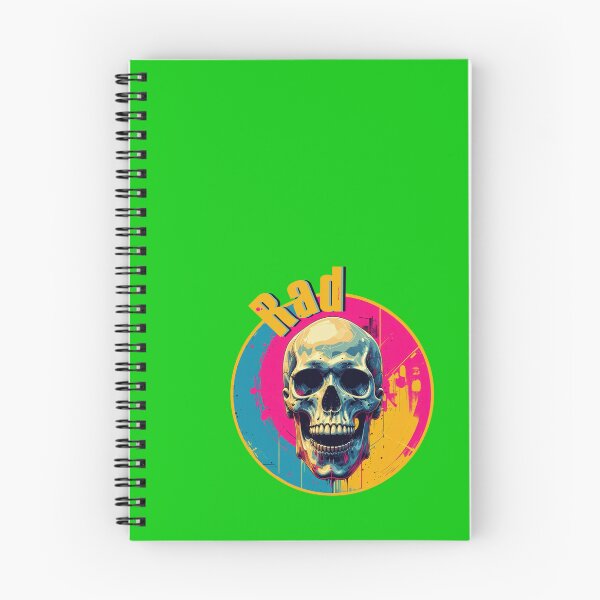 Item preview, rad, radical, 80s, vintage, skull, vintage skull, 80s skull, cool design, skull art, colorful skull, trapper keeper. designed and sold by SavageLegion.