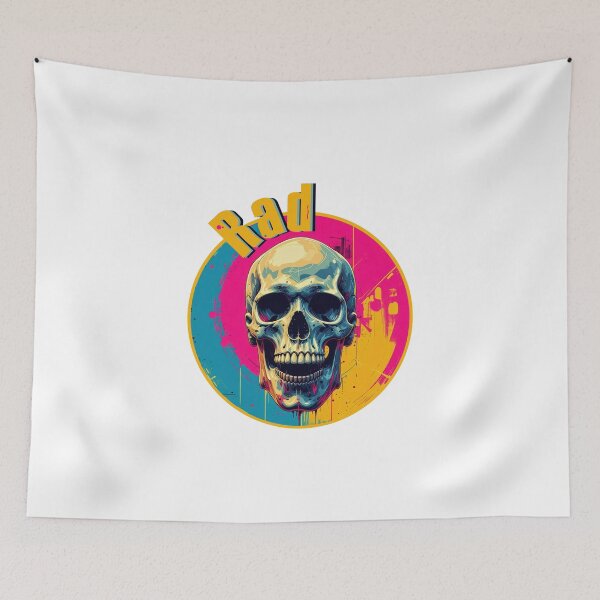 Item preview, rad, radical, 80s, vintage, skull, vintage skull, 80s skull, cool design, skull art, colorful skull, trapper keeper. designed and sold by SavageLegion.
