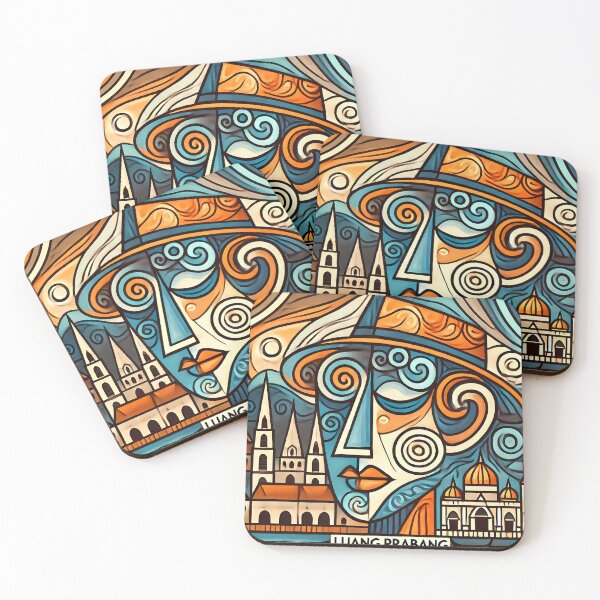 Item preview, Luang Prabang Cubism Art – Quirky Laos Adventure Vibes designed and sold by OzzFrequency.