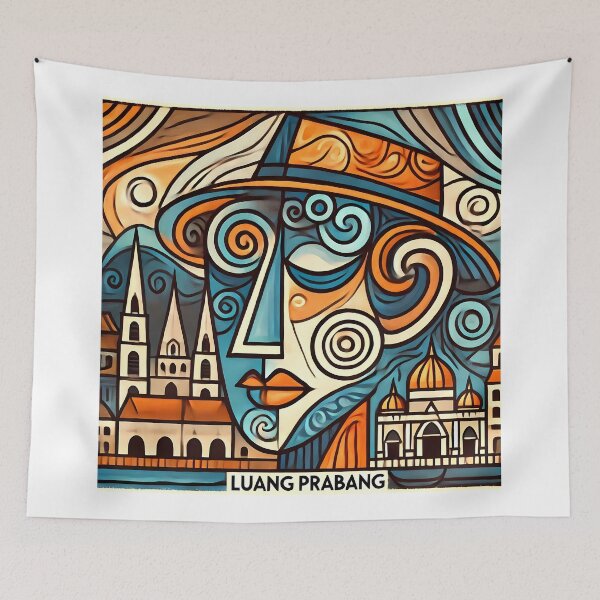 Item preview, Luang Prabang Cubism Art – Quirky Laos Adventure Vibes designed and sold by OzzFrequency.