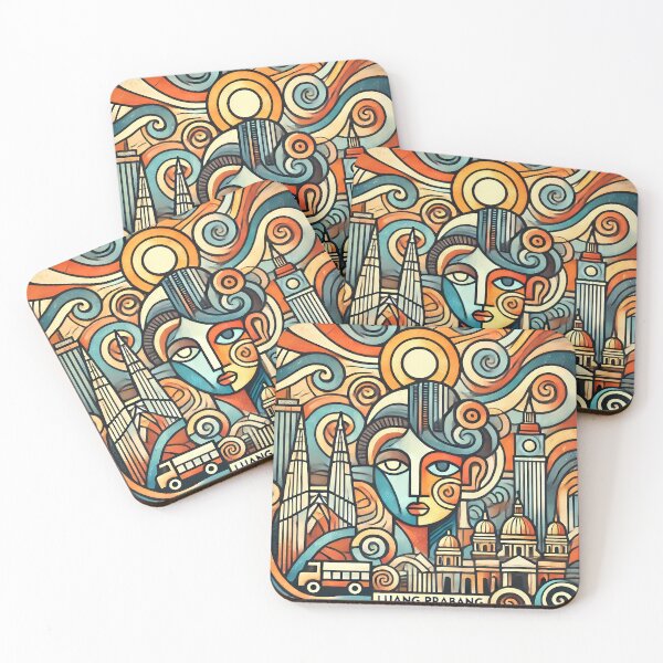 Item preview, Luang Prabang Cubism Art – Quirky Laos Adventure Vibes designed and sold by OzzFrequency.