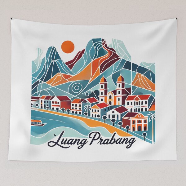 Item preview, Luang Prabang Cubism Art – Quirky Laos Adventure Vibes designed and sold by OzzFrequency.