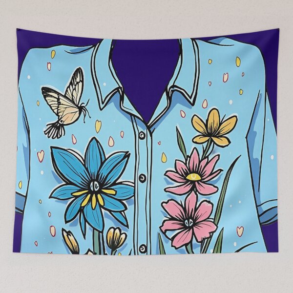 Item preview, "Blooming Blue: Floral Doodle Shirt with Colorful Background designed and sold by AmuraLumina.
