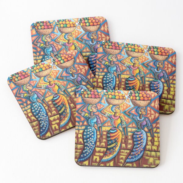Item preview, Graceful Harvest | vibrant and colorful African-style painting designed and sold by KARTICK DUTTA.