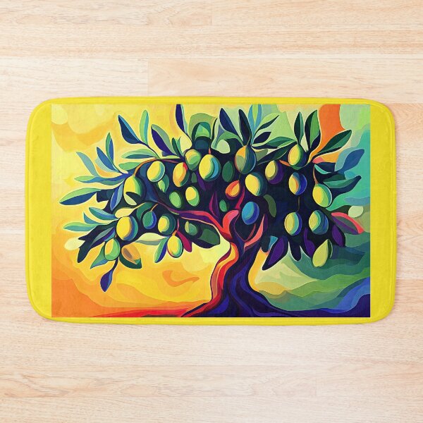 Item preview, Vibrant Mediterranean Olive Tree with Multicolored Leaves and Fruit Lively and Dynamic Composition designed and sold by OlfactoART Studio.