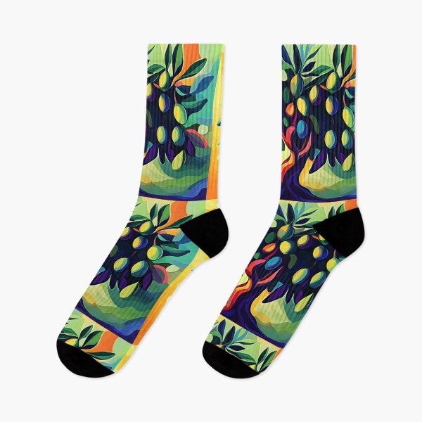 Item preview, Vibrant Mediterranean Olive Tree with Multicolored Leaves and Fruit Lively and Dynamic Composition designed and sold by OlfactoART Studio.