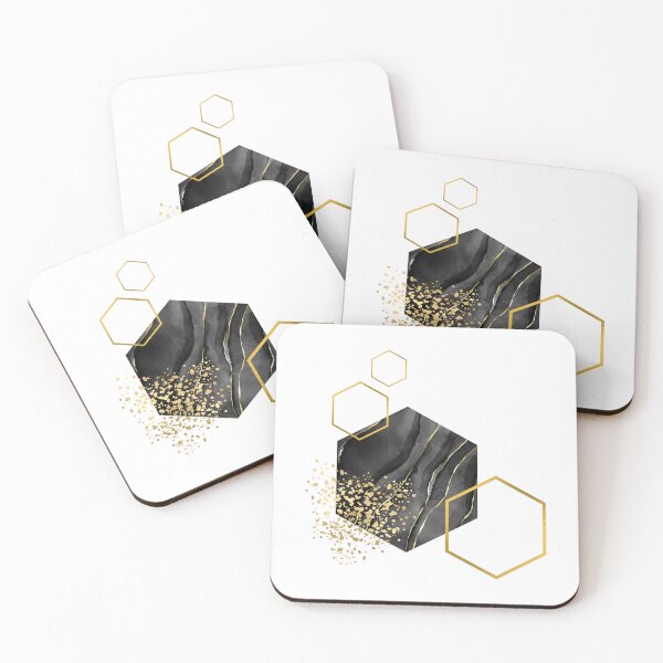 Item preview, Abstract black and gold marble honeycomb design designed and sold by CreativeStrand.