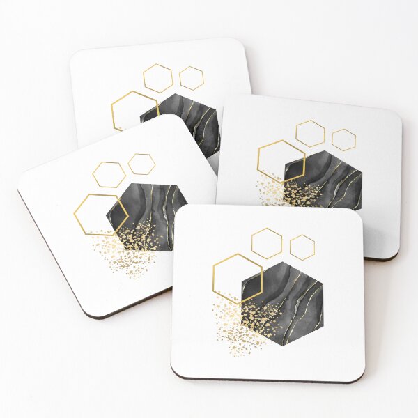 Item preview, Abstract black and gold marble honeycomb design designed and sold by CreativeStrand.