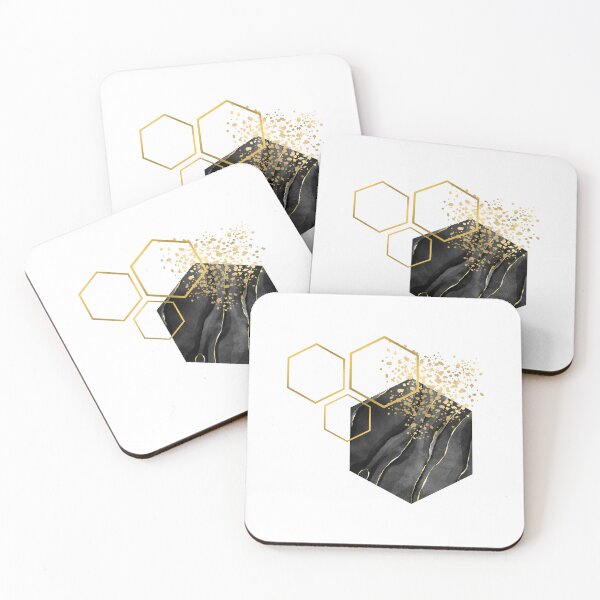 Item preview, Abstract black and gold marble honeycomb design designed and sold by CreativeStrand.