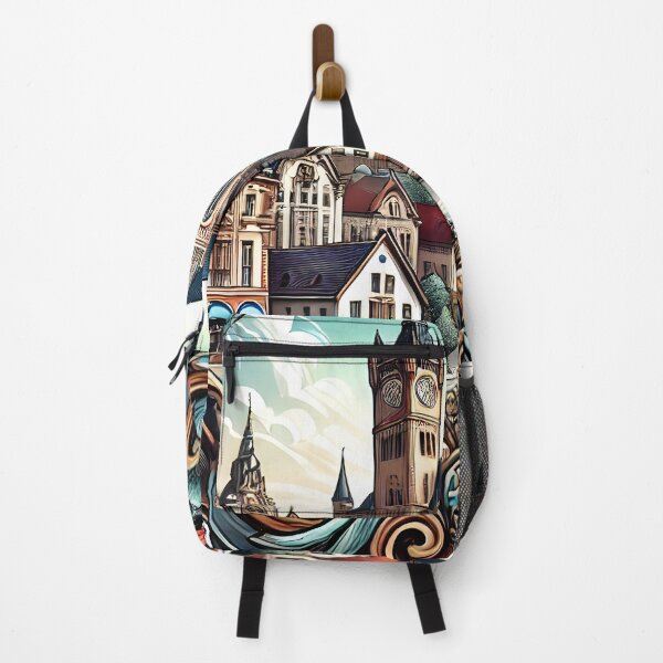 Item preview, Bamburgh Town Artwork - Ornate Vintage Architectural Design designed and sold by DrawHandArt.