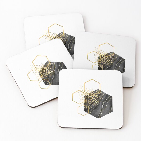 Item preview, Abstract black and gold marble honeycomb design designed and sold by CreativeStrand.