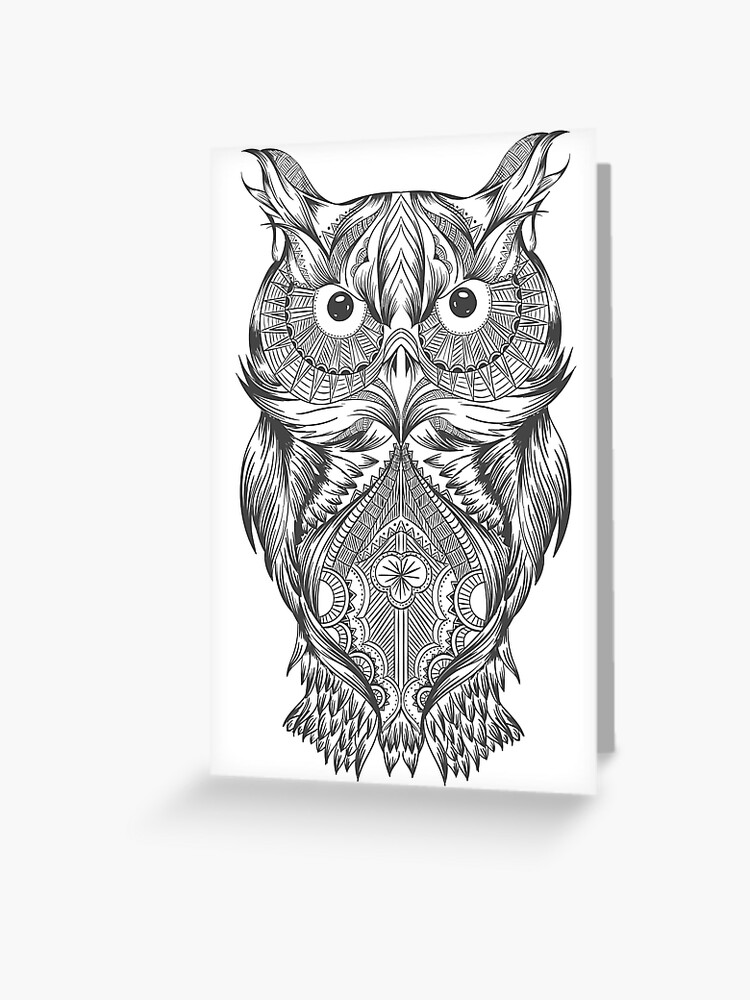 Carte De Vœux Chouette Mandala Par Lwne Redbubble