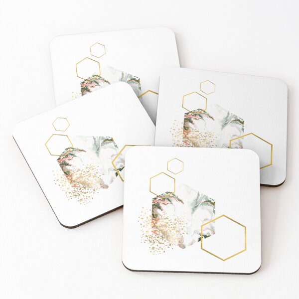 Item preview, Abstract white and gold alcoholink honeycomb design designed and sold by CreativeStrand.