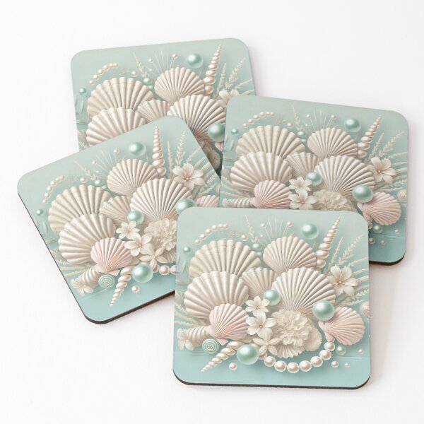 Item preview, Coastal Elegance: Seashells and Pearls designed and sold by EsraaCreations.