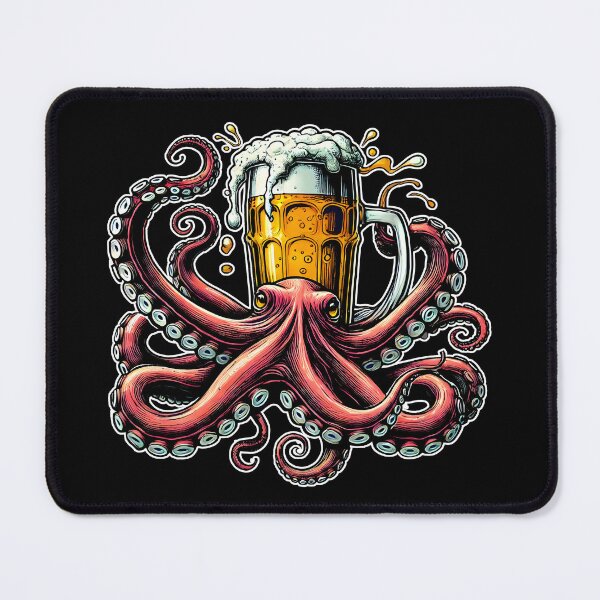 Item preview, Octopus Beer Mug - Quirky Nautical Illustration designed and sold by DrawHandArt.