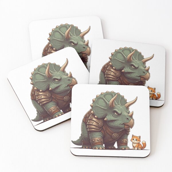 Item preview, Armored Triceratops and cute cat designed and sold by Elite Prints .