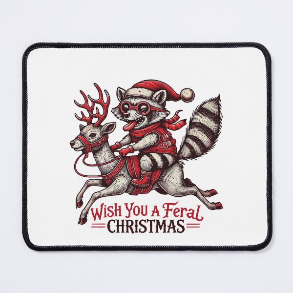 Item preview, Wild Christmas Raccoon Rides Reindeer Fun designed and sold by LuminOrb.