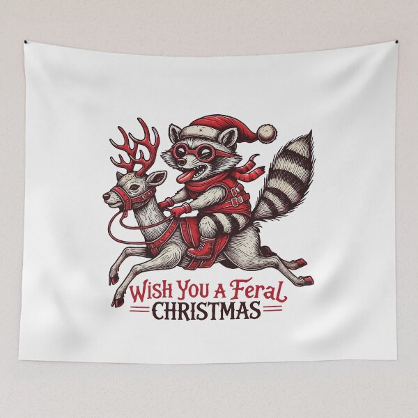 Item preview, Wild Christmas Raccoon Rides Reindeer Fun designed and sold by LuminOrb.