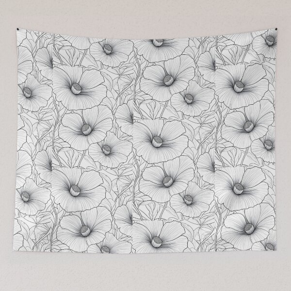 Item preview, Black and White Poppy Flowers designed and sold by PaperieJennifer.
