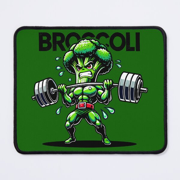 Item preview, Muscular Broccoli Cartoon Lifting Barbell - Funny Fitness and Veggie Gym Art Print designed and sold by DrawHandArt.