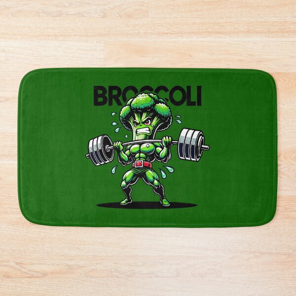 Item preview, Muscular Broccoli Cartoon Lifting Barbell - Funny Fitness and Veggie Gym Art Print designed and sold by DrawHandArt.