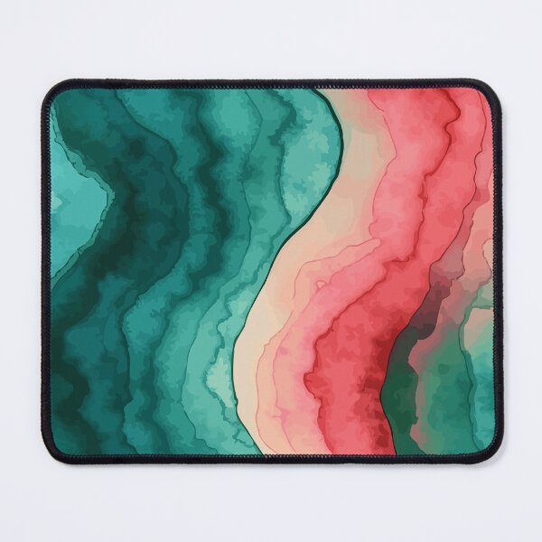 Item preview, Wave pink green marbled abstract, alcool ink, patterns that mimic the fluidity of water or the veining found in natural stone like marble or agate designed and sold by Collagedream.
