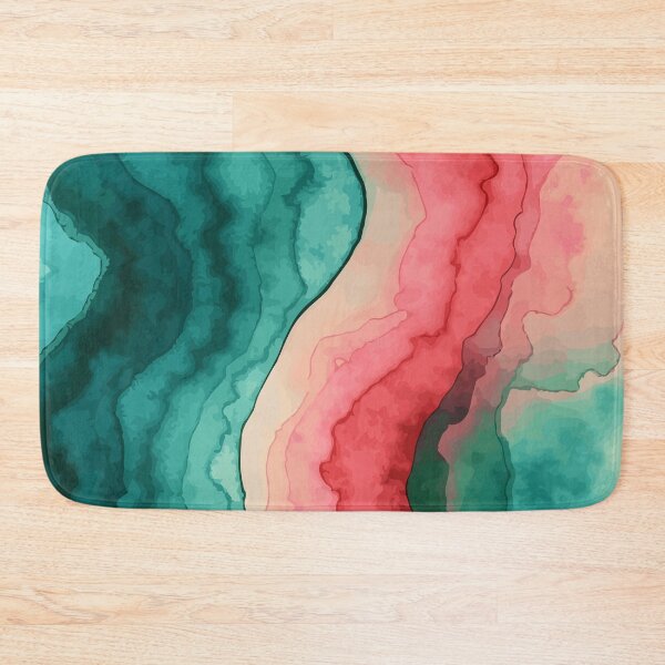 Item preview, Wave pink green marbled abstract, alcool ink, patterns that mimic the fluidity of water or the veining found in natural stone like marble or agate designed and sold by Collagedream.