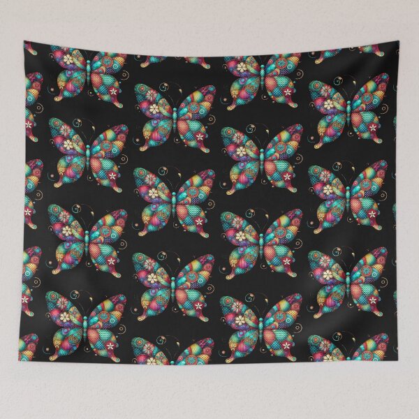 Item preview, Vibrant Stained Glass Patchwork Butterfly Artwork designed and sold by Desireehaz.