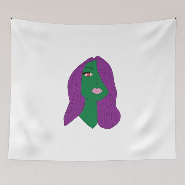 Item preview, Enchanting Green Witch with Purple Hair – Fantasy Art Illustration designed and sold by TheCutesyDoodle.