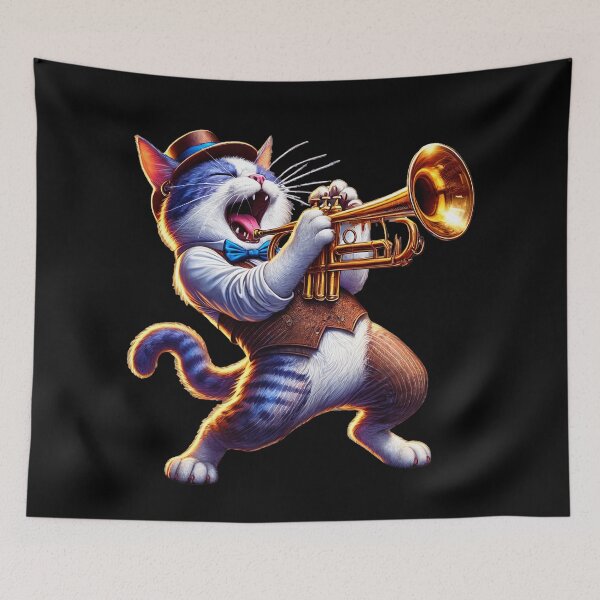 Item preview, Trumpet's Purr Resonates, Musician Cat designed and sold by Tiszert.