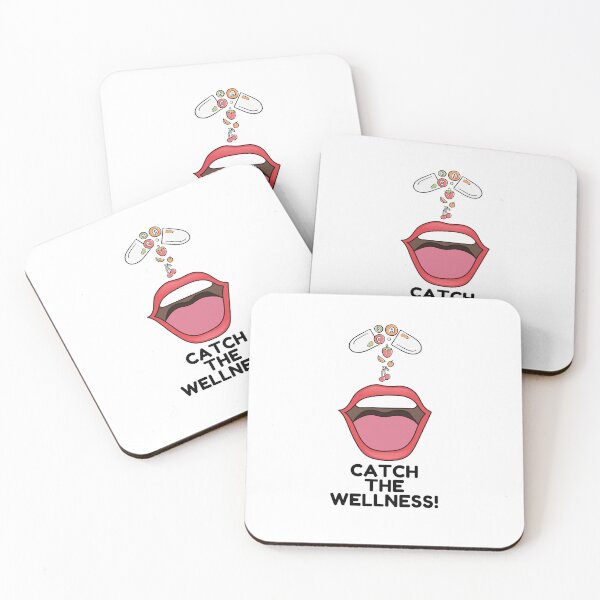 Item preview, Catch the Wellness! Vitamins Supplements Falling into Mouth designed and sold by NoodleDoodleCo.