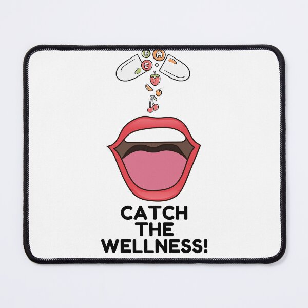 Item preview, Catch the Wellness! Vitamins Supplements Falling into Mouth designed and sold by NoodleDoodleCo.