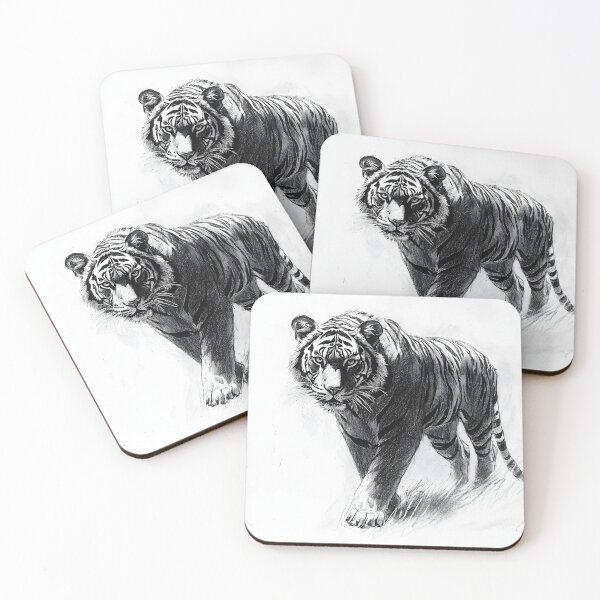 Item preview, Black and white Tiger pencil drawing designed and sold by Pencil-Art.