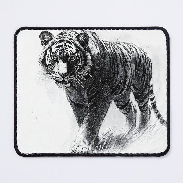 Item preview, Black and white Tiger pencil drawing designed and sold by Pencil-Art.