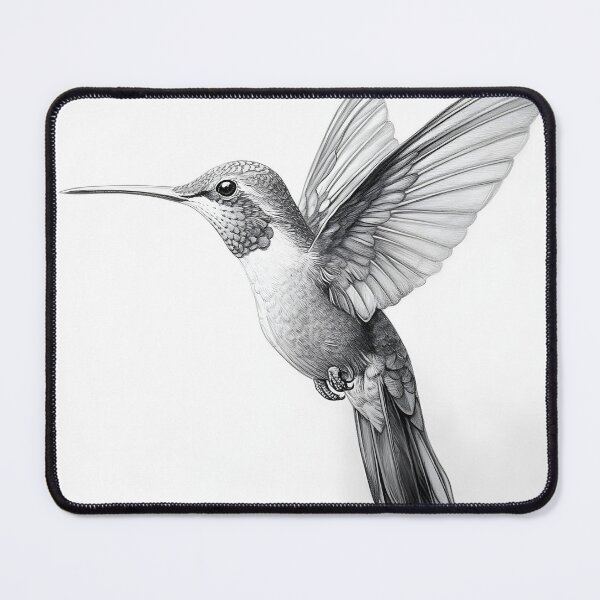 Item preview, Black and White Humming bird Pencil Drawing designed and sold by Pencil-Art.