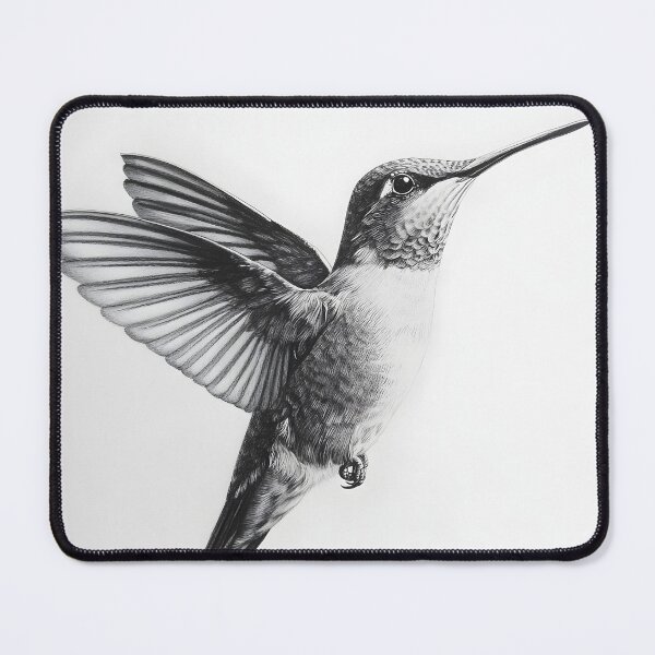 Item preview, Black and White Humming bird Pencil Drawing designed and sold by Pencil-Art.