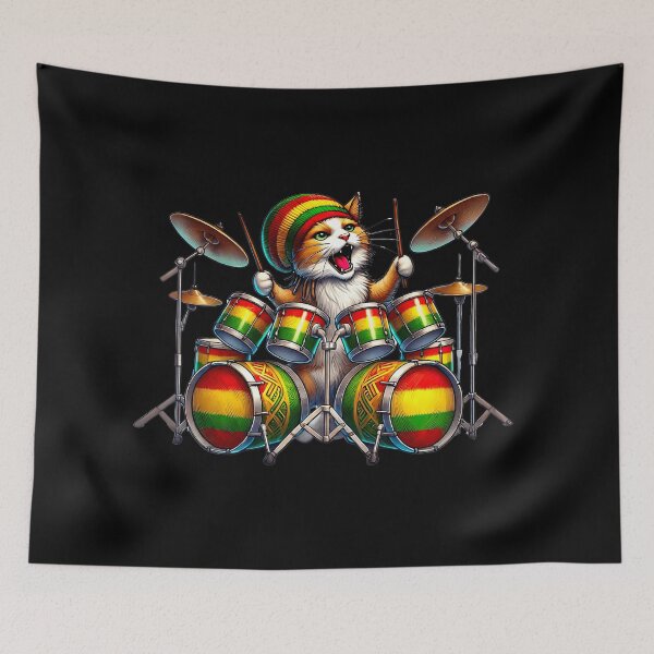 Item preview, Furry Beat Maestro, Rasta Cat, Musician Cat designed and sold by Tiszert.