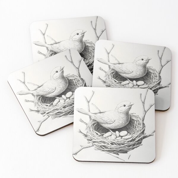 Item preview, Black and White Bird Pencil Drawing designed and sold by Pencil-Art.