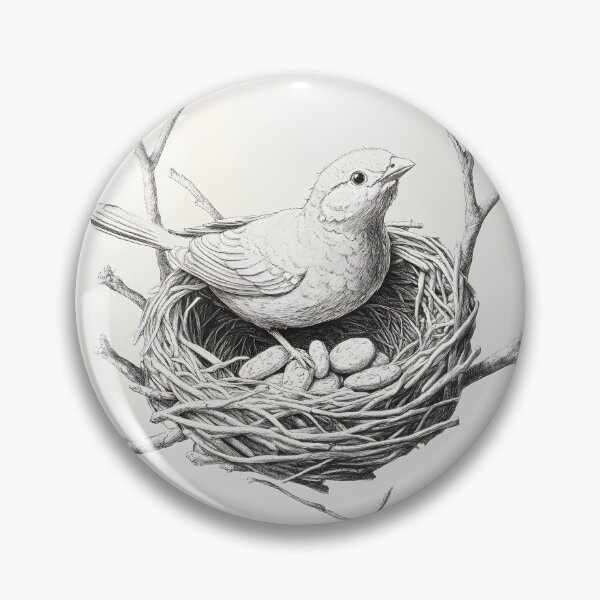 Item preview, Black and White Bird Pencil Drawing designed and sold by Pencil-Art.