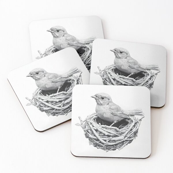 Item preview, Black and White Bird Pencil Drawing designed and sold by Pencil-Art.