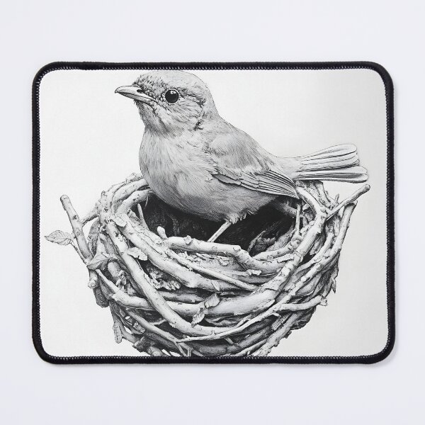 Item preview, Black and White Bird Pencil Drawing designed and sold by Pencil-Art.