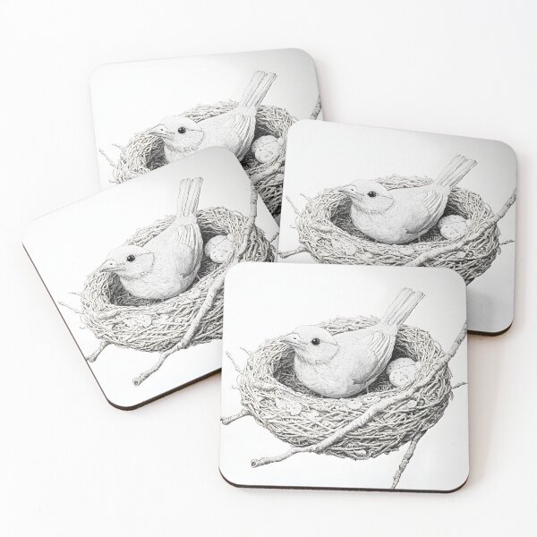 Item preview, Black and White Bird Pencil Drawing designed and sold by Pencil-Art.